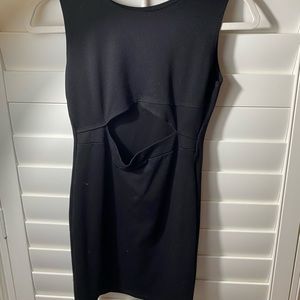 Formal black mini dress with cut out